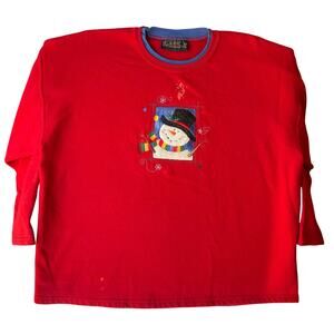 SL Sport Activewear Women Long Sleeve Sweater size 2XL, Red, Christmas Snowman
